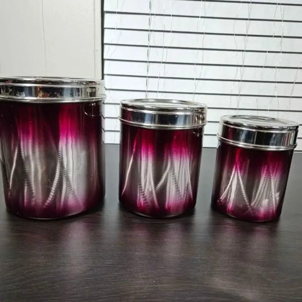 One-of-a-Kind Metallic Magenta Kitchen Canister Set